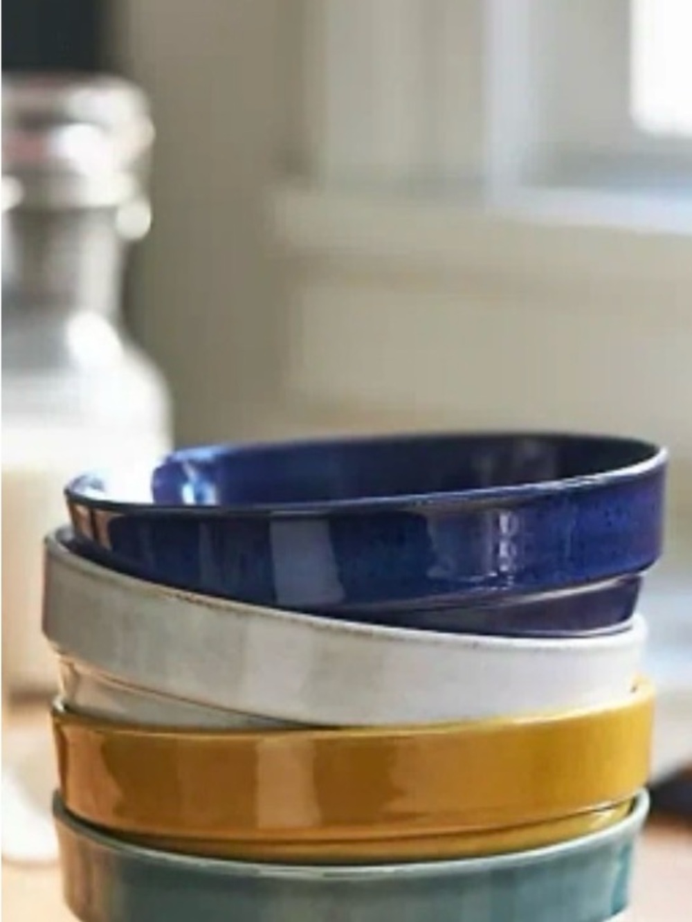 Anthropologie white Glazed Ceramic cereal bowls set of 4